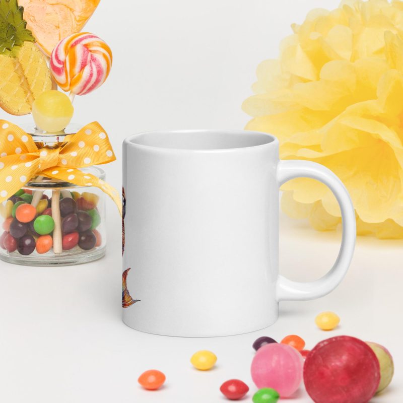 Mermaid with log red flowing hair - White glossy mug - Image 2